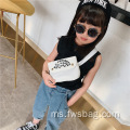 Percetakan Custom Lightweight Canvas Kids Casual Sling Bag Bag untuk Tadika